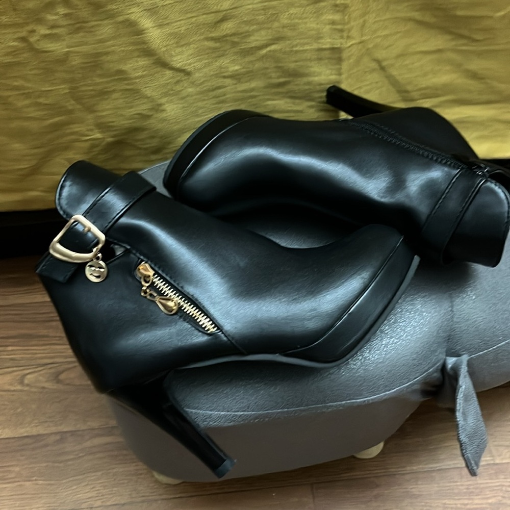 Black Ankle Boots with High Heel and Strap Detail.NWOT - Picture 4 of 6
